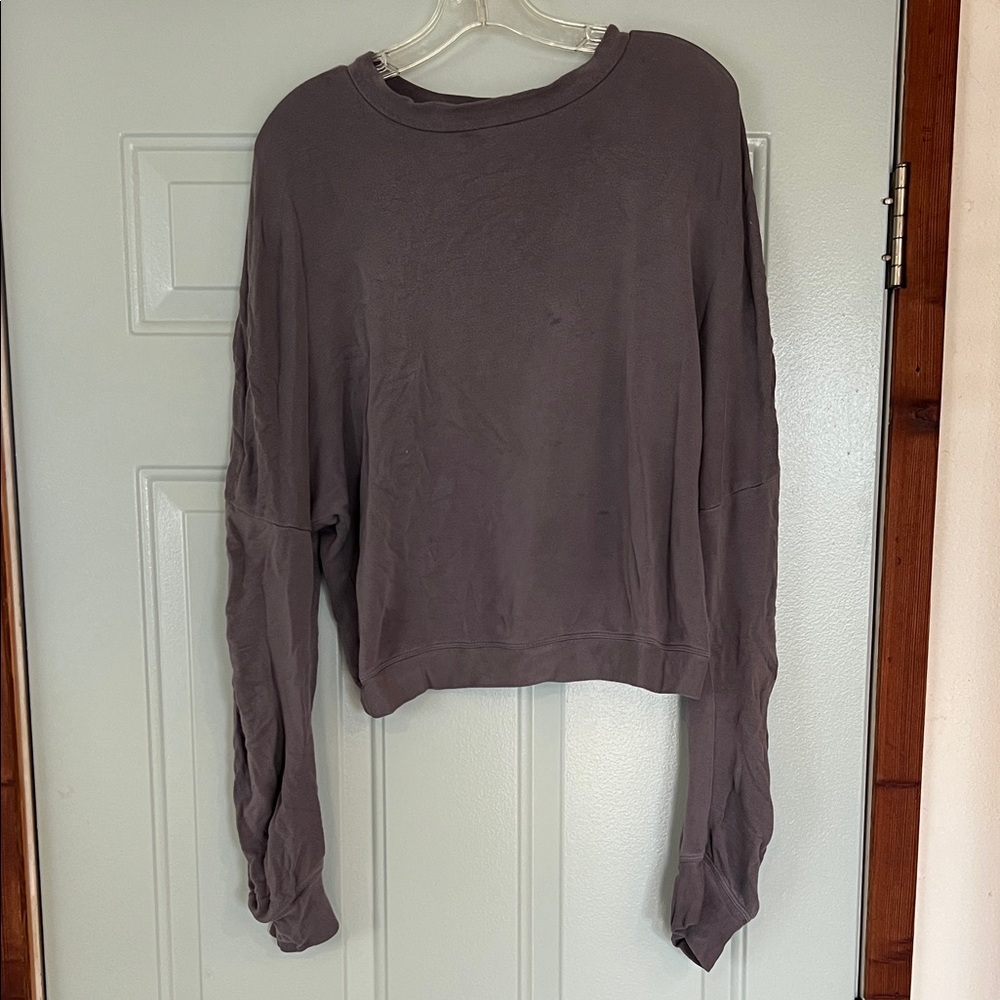 ALO Yoga Charcoal Sweatshirt with cross semi open back
